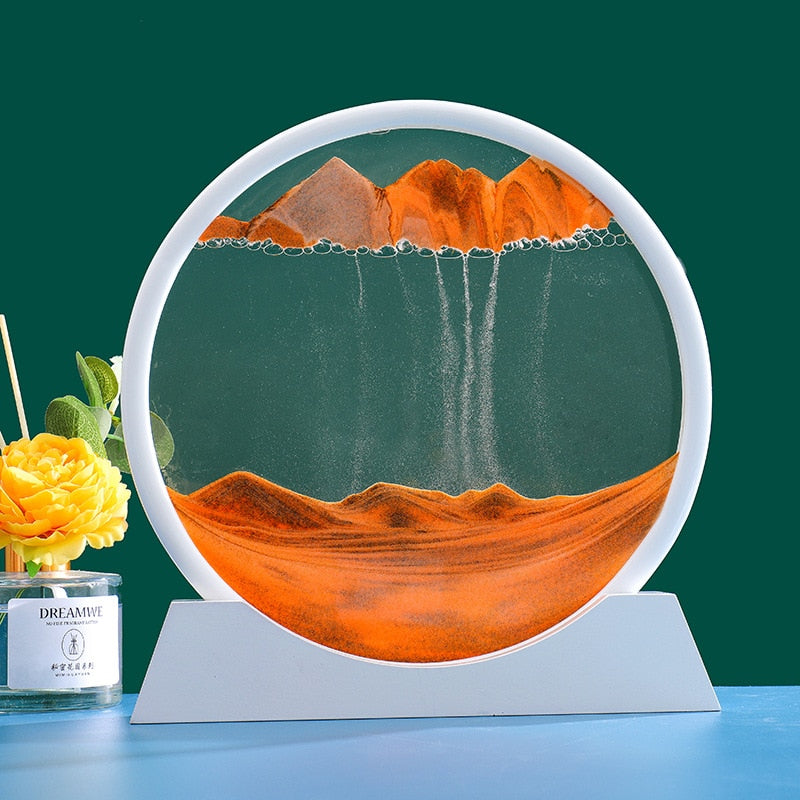 7/12inch Creative 3D Glass Sandscape in Motion Hourglass Moving Sand Frame Art image 5