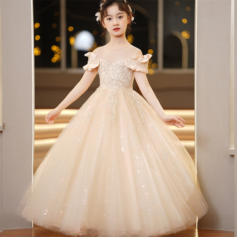 White Wedding Long Dresses for Girls Baby Lace Princess Dress Birthday Dress Ba image 3