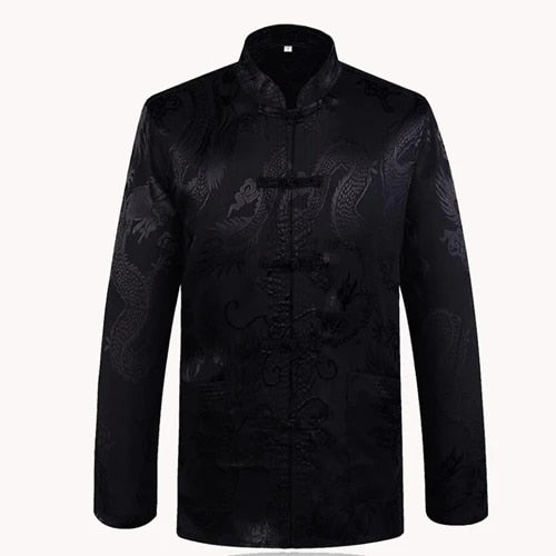 Brand Designer Chinese Traditional Men's Satin Mandarin Collar Dragon Silk Tang image 1