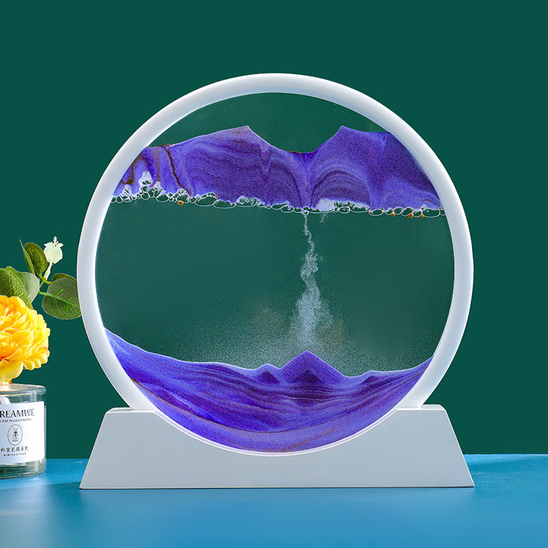 7/12inch Creative 3D Glass Sandscape in Motion Hourglass Moving Sand Frame Art image 4
