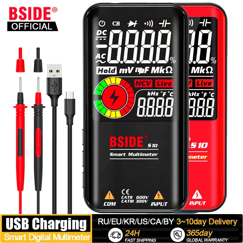 BSIDE Digital Multimeter Smart Electrician Tester USB Charge T-RMS DC AC Voltag image 4