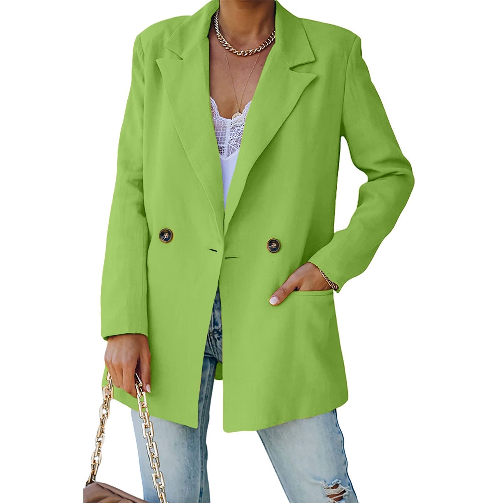 Women's Solid Color V Neck Lapel Women Jackets Casual Casual Jackets for Women image 3