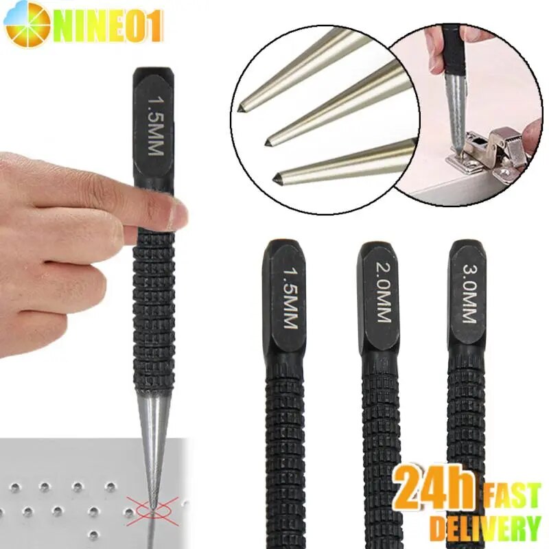 1.5/2/3mm Alloy Steel Center Punch Metal Wood Marking Drilling Tools Non-slip C image 2