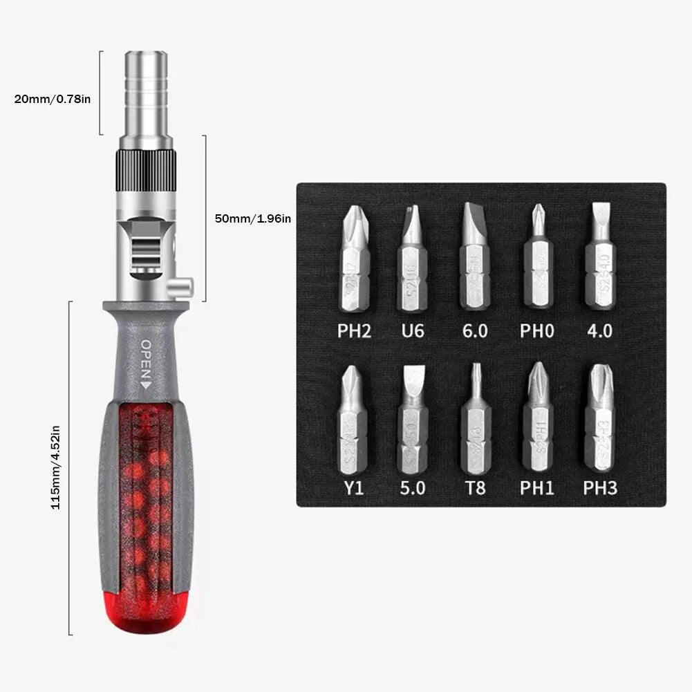 10 In 1 DIY Ratchet Screwdriver Handle Magnetic Screw Driver Bit Precision Quic image 4
