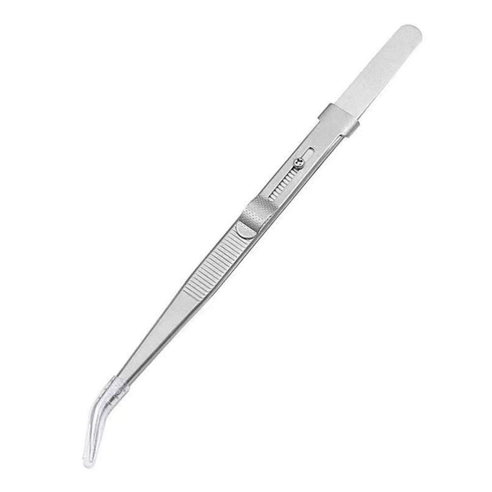 Stainless Steel Tweezers Adjustable Slide Lock Antistatic Tweezers Jewelry Maki image 4