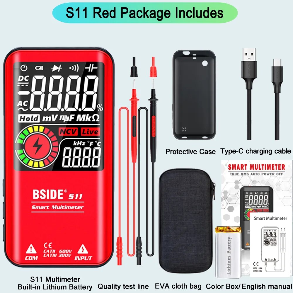 BSIDE Digital Multimeter Smart Electrician Tester USB Charge T-RMS DC AC Voltag image 2