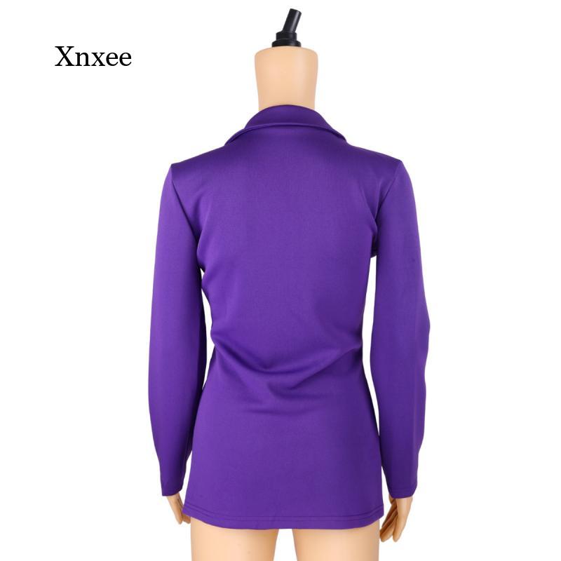 Purple High Waist Blazer Coat Fashion Slim Tops Women Solid Color Long Sleeve J image 5