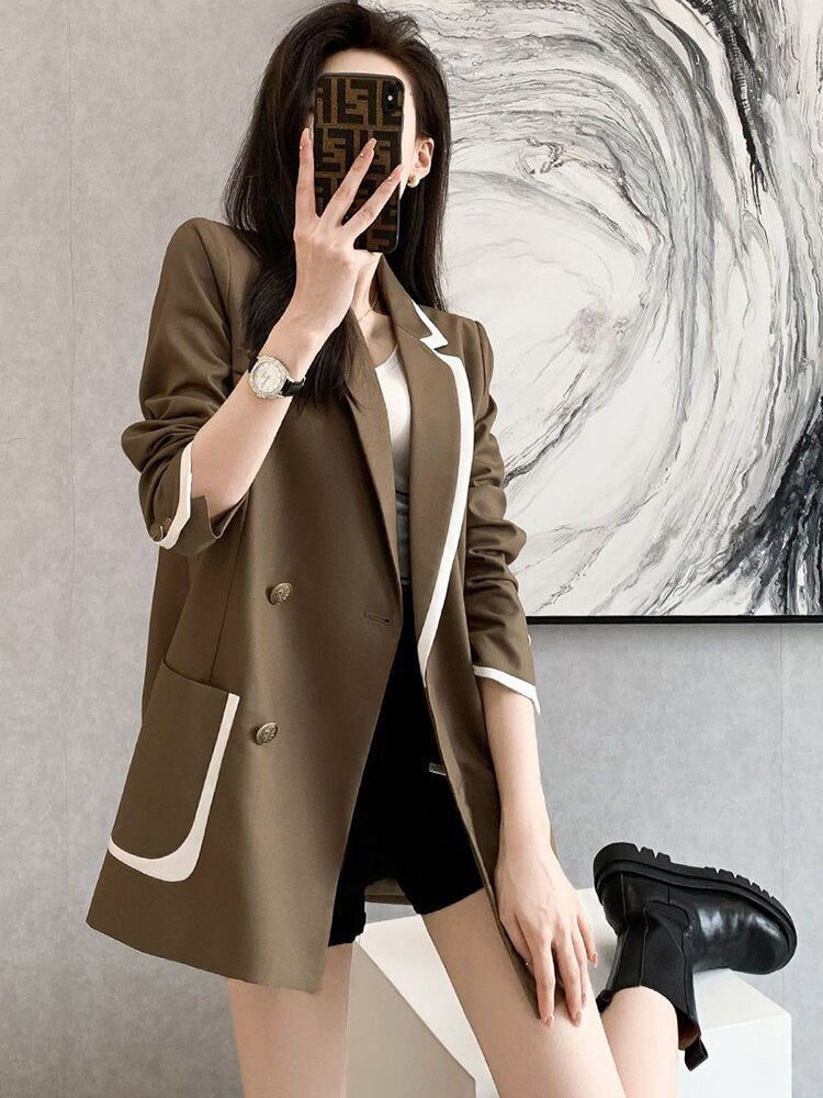 Oversize 4Xl Fashion Blazer Women Elegant Loose Long Sleeve Suit Coat Korean Of image 1