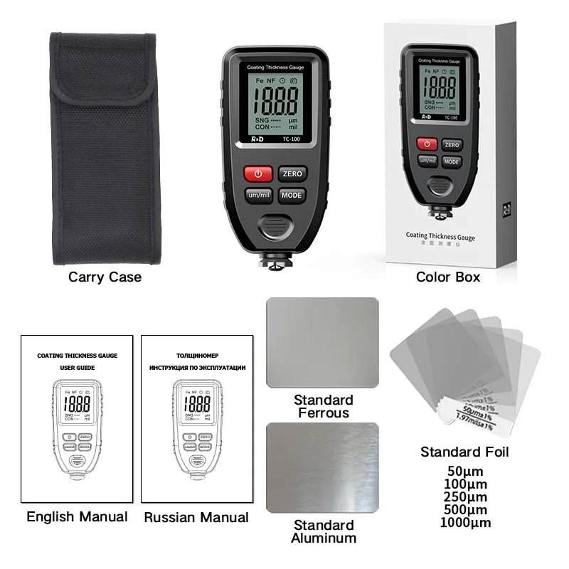 R&D TC100 Coating Thickness Gauge 0.1micron/0-1300 Car Paint Film Thickness Tes image 10