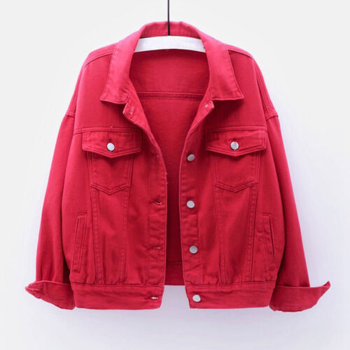 Women Denim Jacket Spring Autumn Short Coat Pink Jean Jackets Casual T