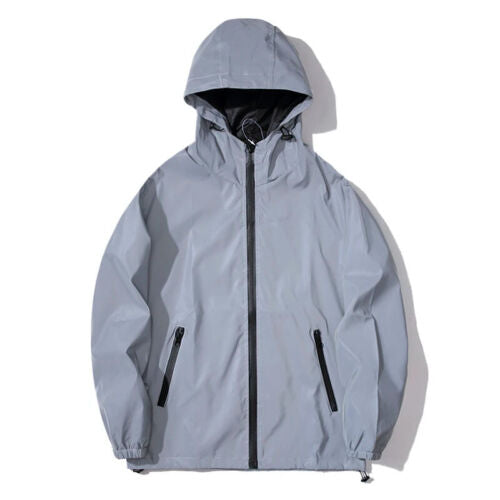 New Night Reflective Jackets Double Fabric Windbreaker Hooded Jacket M