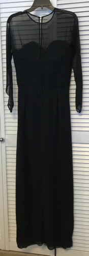 Victor Costa Women Dress Chiffon Black Sleeve Full-Length Size 8