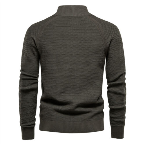 AIOPESON Knitted Mens Cardigan Cotton High Quality Button Mock Neck Sw