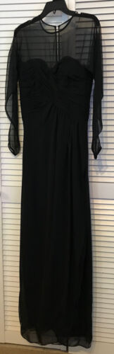 Victor Costa Women Dress Chiffon Black Sleeve Full-Length Size 8