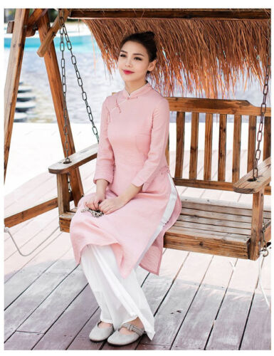 Oriental Style Ao Dai Vietnam Traditional Clothing Dress For Women Gra