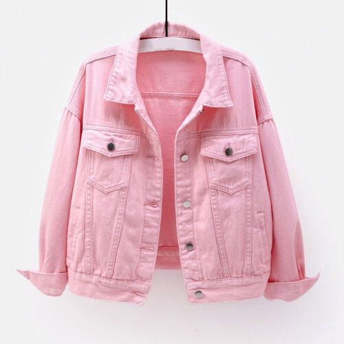 Women Denim Jacket Spring Autumn Short Coat Pink Jean Jackets Casual T