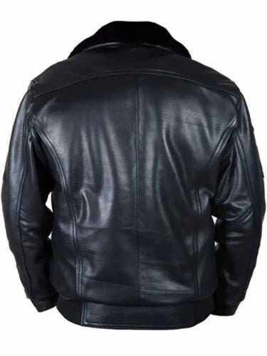 Men Fur Collar Leather Jacket Loose Comfortable Warm Fashionable Solid