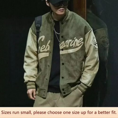 Spring and Autumn Casual Fashion Suede Baseball Jacket for Men Vintage