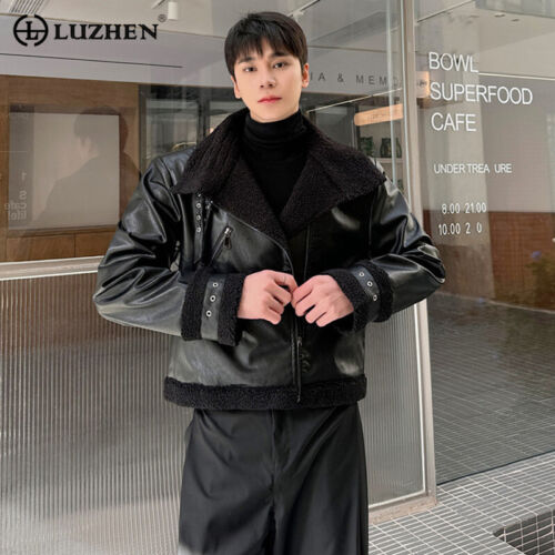 LUZHEN 2023 Winter Trendy Imitation Leather Lamb Wool Liner Thermal Ja