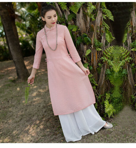 Oriental Style Ao Dai Vietnam Traditional Clothing Dress For Women Gra