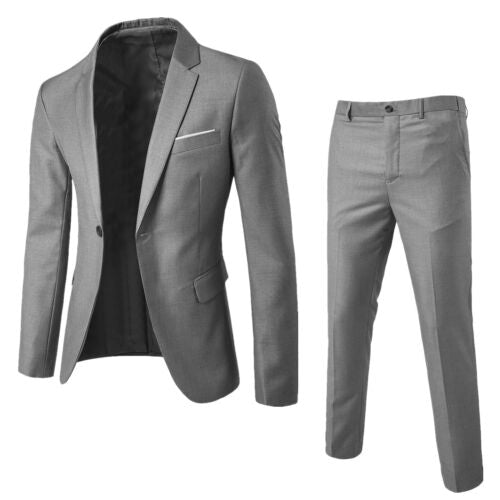 Fashion Slim Waist 2 Pieces Set Wedding Suits For Men Slim Suit Jacket