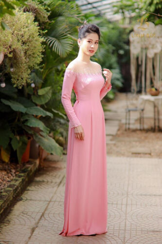 Pink aodai vietnam clothing cheongsam aodai vietnam dress vietnamese t