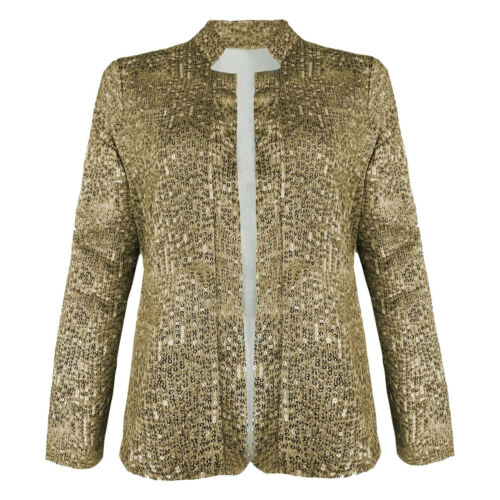 Fashion Sequin Blazer Long Sleeves Slim Fit Cardigan Women Open Front