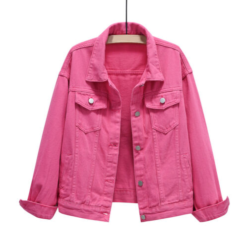 Women Denim Jacket Spring Autumn Short Coat Pink Jean Jackets Casual T