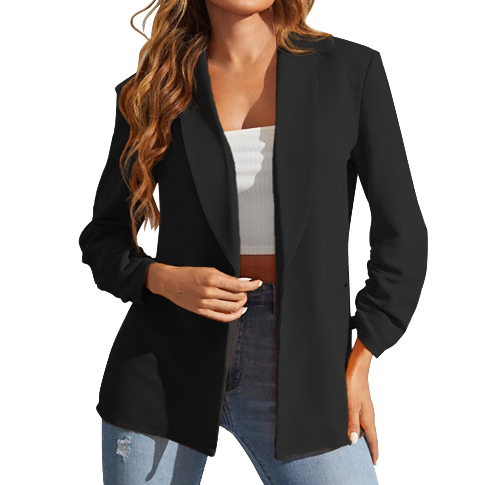 Women's Solid Colour Lapel Casual Small Suit Jacket image 4