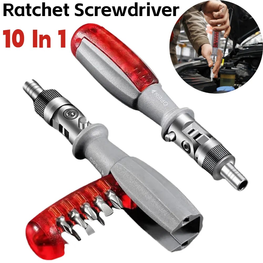 10 In 1 DIY Ratchet Screwdriver Handle Magnetic Screw Driver Bit Precision Quic image 1