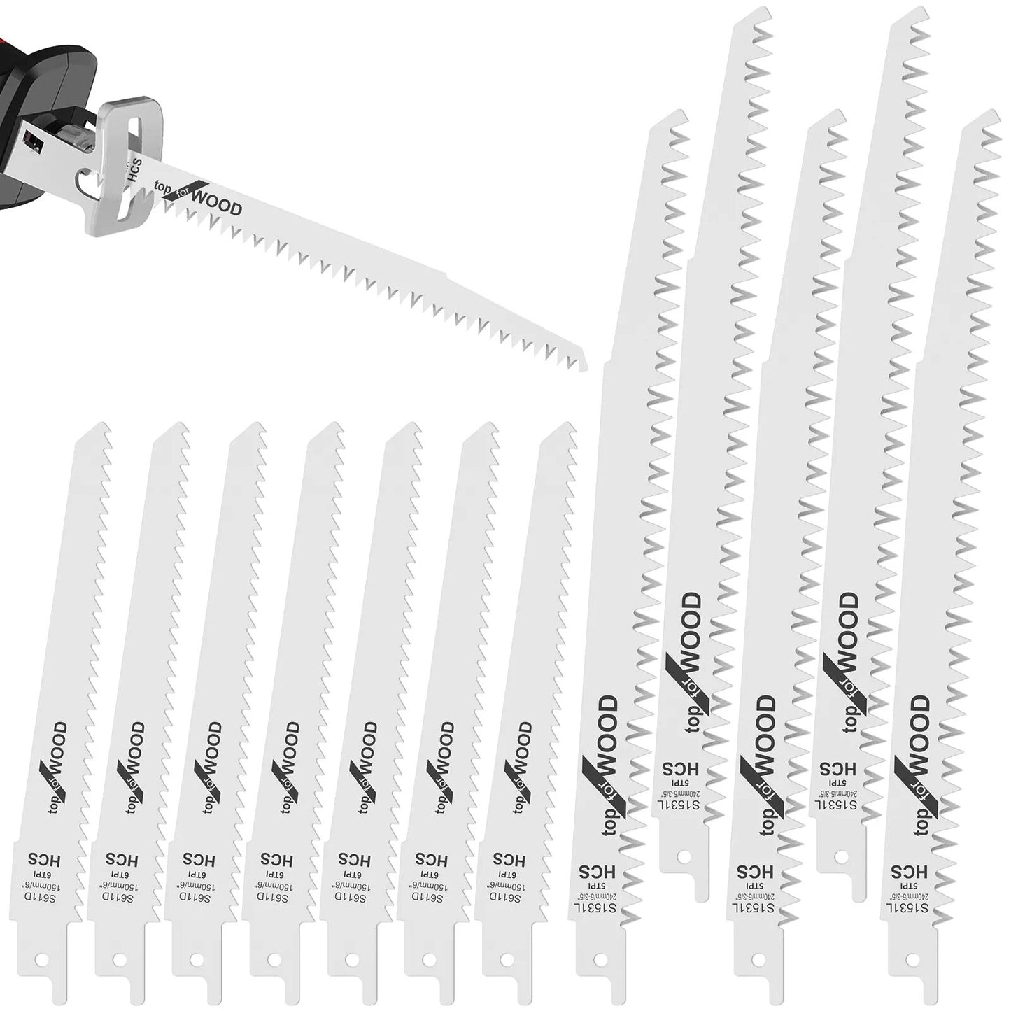 12Pcs Reciprocating Saw Blade 6/9 Inch 6/5TPI High Carbon Steel Pruning Saw Bla image 5