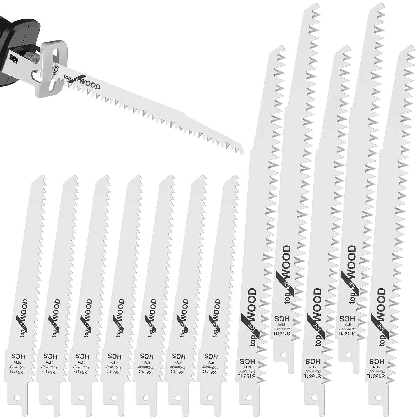 12Pcs Reciprocating Saw Blade 6/9 Inch 6/5TPI High Carbon Steel Pruning Saw Bla image 5