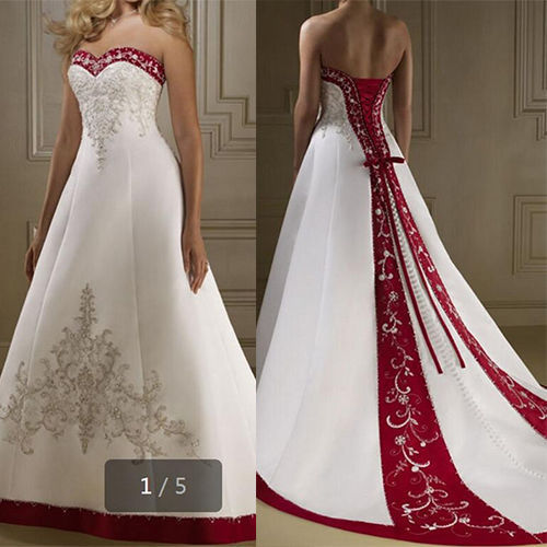 New fashion white / ivory no straps A embroidered wedding bridal dress fine emb image 1
