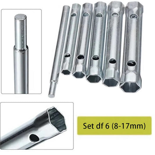 6Pcs 8-17mm Metric Tubular Box Wrench Set Tube Bar Spark-Plug Spanner For Autom image 0