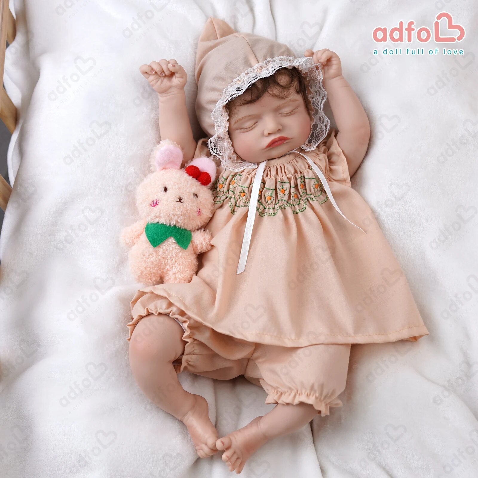 ADFO 51cm Bebe Reborn Dolls Sleeping Rosalie with Rooted Eyelashes Lifelike New image 5