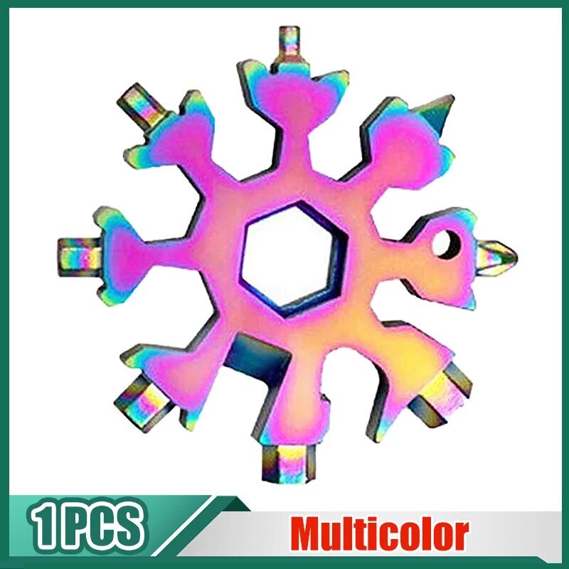 18in1 Snowflake Spanner Keyring Hex Multifunction Outdoor Hike Wrench Key Ring image 2