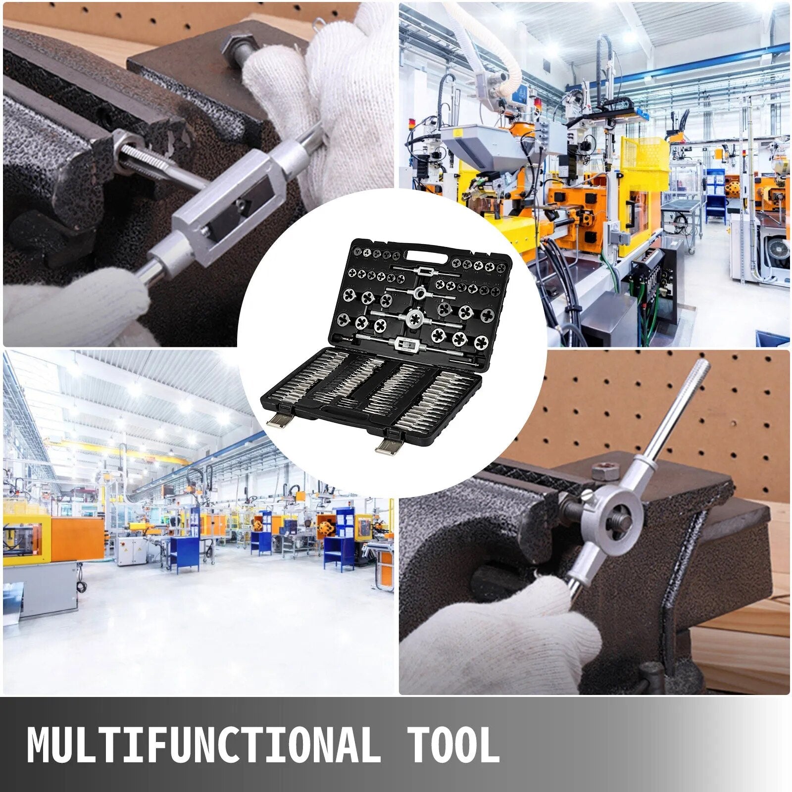 VEVOR Tap and Die Set 110PCS Metric M2-M18 Hand Threading Cutting Wrench Tools image 1