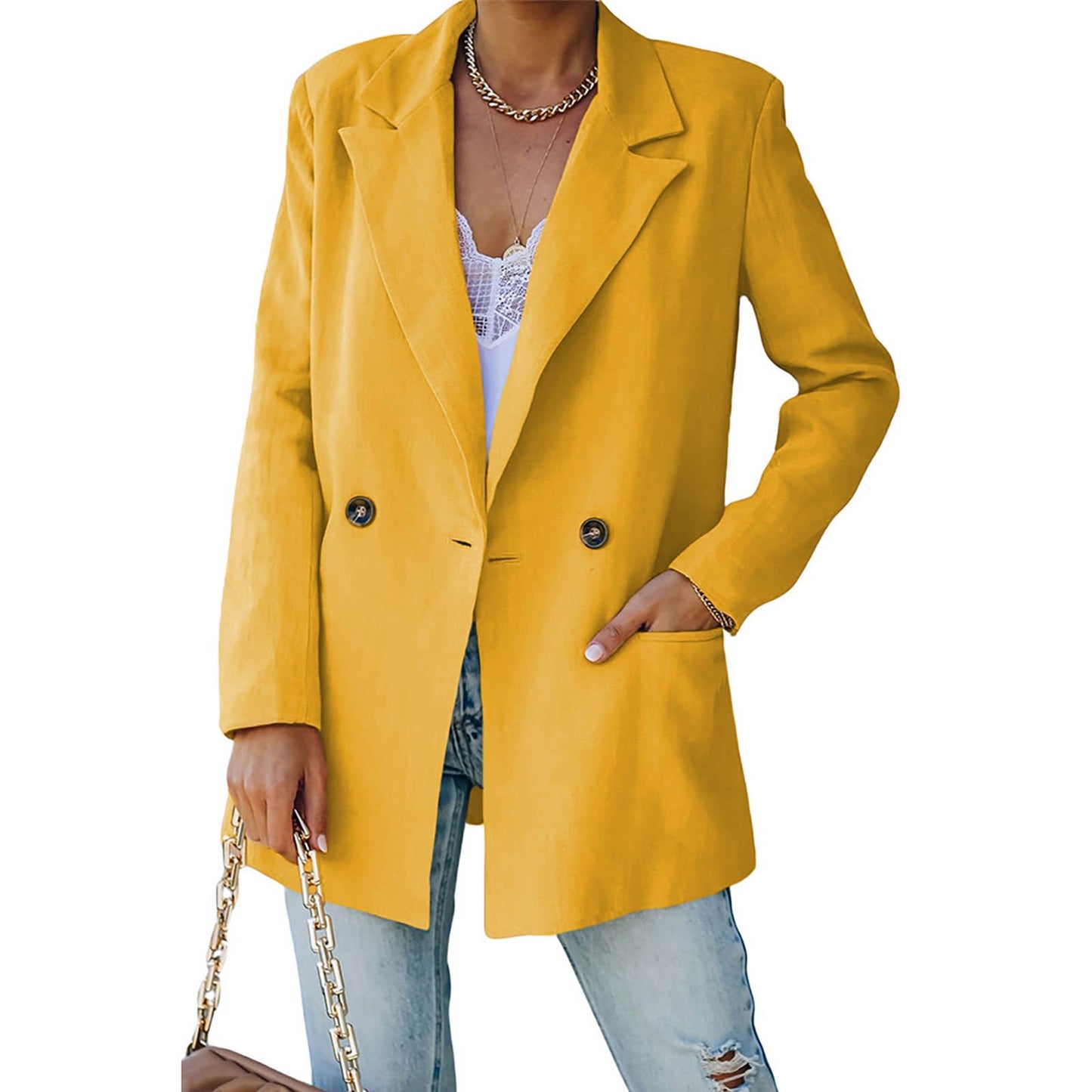Women's Solid Color V Neck Lapel Women Jackets Casual Casual Jackets for Women image 4