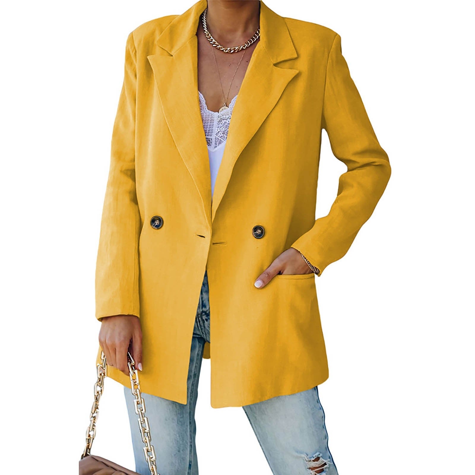 Women's Solid Color V Neck Lapel Women Jackets Casual Casual Jackets for Women image 4