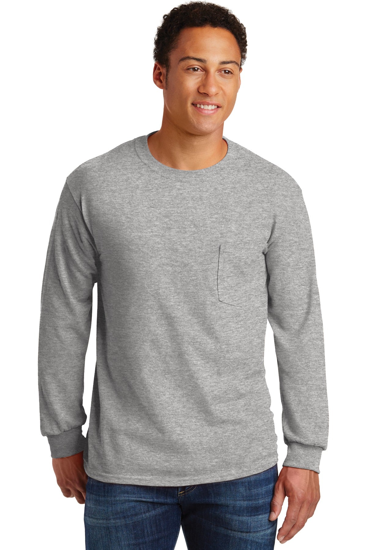 Gildan? - Ultra Cotton? 100% US Cotton Long Sleeve T-Shirt with Pocket.  2410