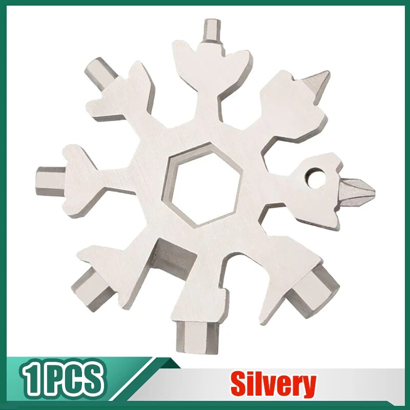 18in1 Snowflake Spanner Keyring Hex Multifunction Outdoor Hike Wrench Key Ring image 8