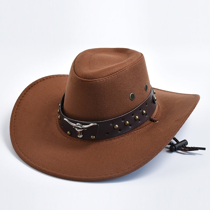 New Artificial Suede Western Cowboy Hats Vintage Big-edge Gentleman Cowgirl Jaz image 8