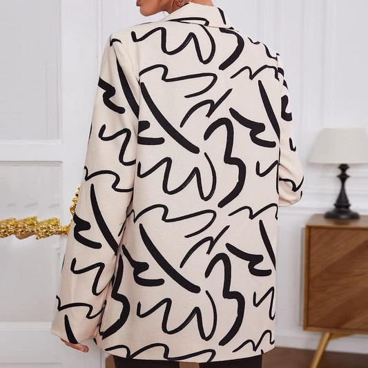 Women Stylish Women's Oversized Suit Coat Letter Print Office Lady Business wit image 0