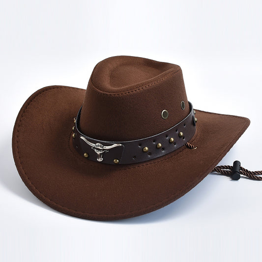 New Artificial Suede Western Cowboy Hats Vintage Big-edge Gentleman Cowgirl Jaz image 0