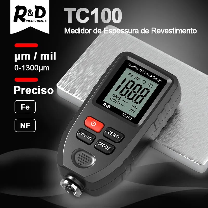 R&D TC100 Coating Thickness Gauge 0.1micron/0-1300 Car Paint Film Thickness Tes image 1