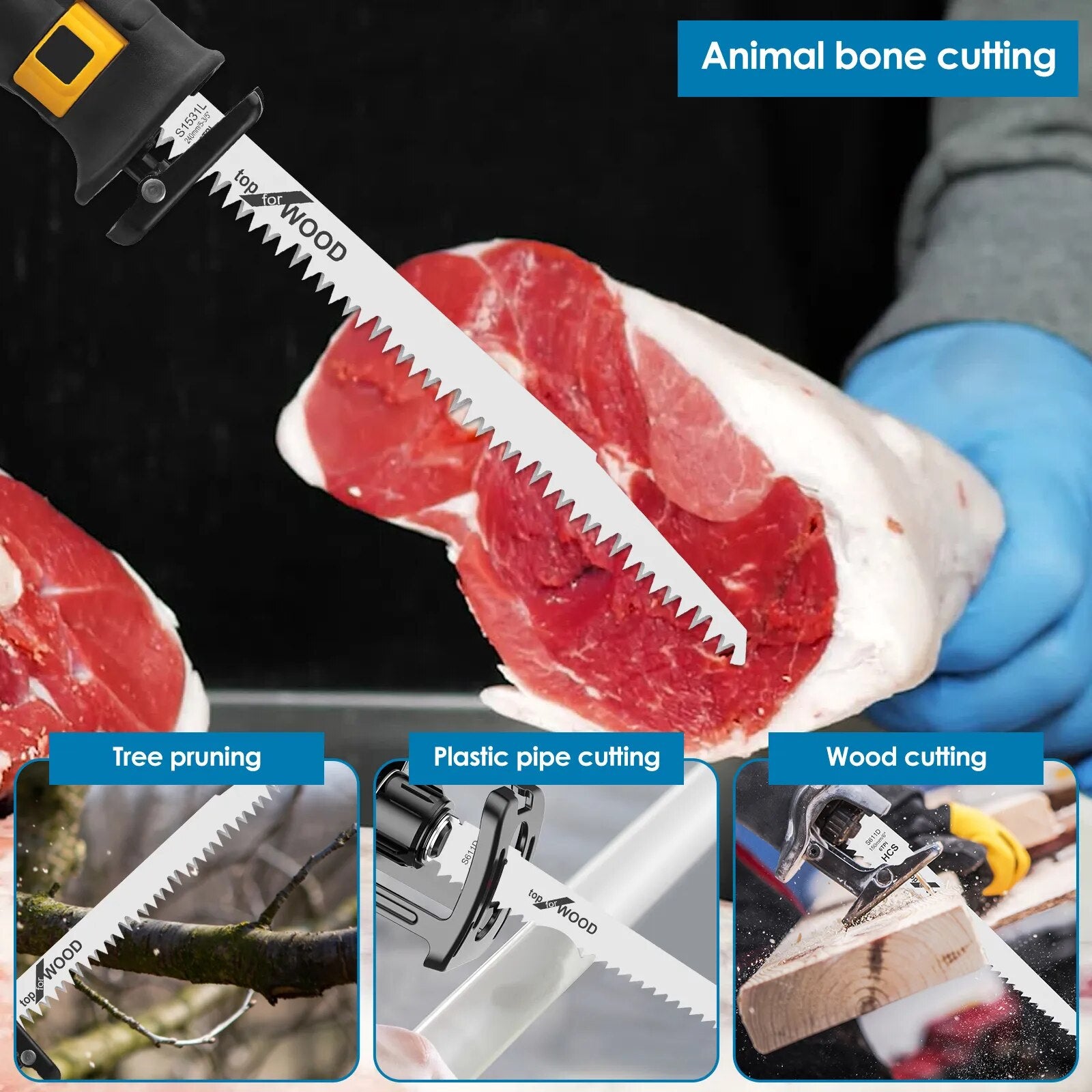 12Pcs Reciprocating Saw Blade 6/9 Inch 6/5TPI High Carbon Steel Pruning Saw Bla image 3