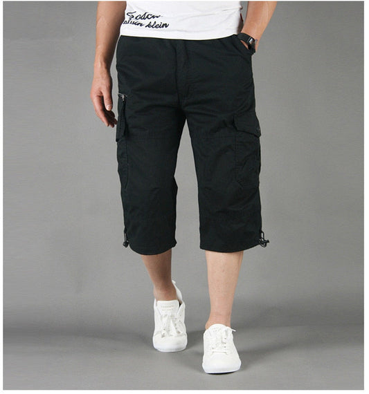 Long Length Cargo Shorts Men Summer Casual Cotton Multi Pockets Hot Breeches Cropped Trousers Military Camouflage Shorts 5XL