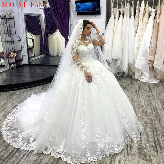 Customized Elegant Long Sleeves Plus Size Wedding Dress White Robe De Mariee 20 image 0