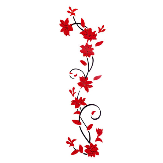 3D Acrylic Wall Sticker DIY Rose Flower Vine Wall Decals Mural Art Wallpaper image 0
