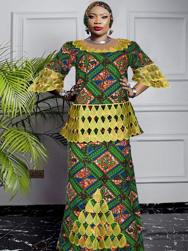 3XL 4XL Women Plus Size Clothing African Dashiki Print Wax Dress Wedding Party